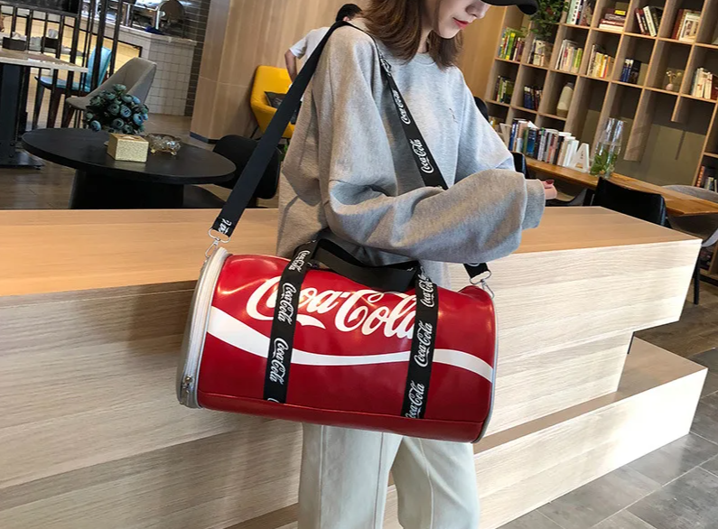 Soda Pop PU Leather Gym Bag Waterproof Large Capacity Multi-use Sport Bag Travel Duffel Bag