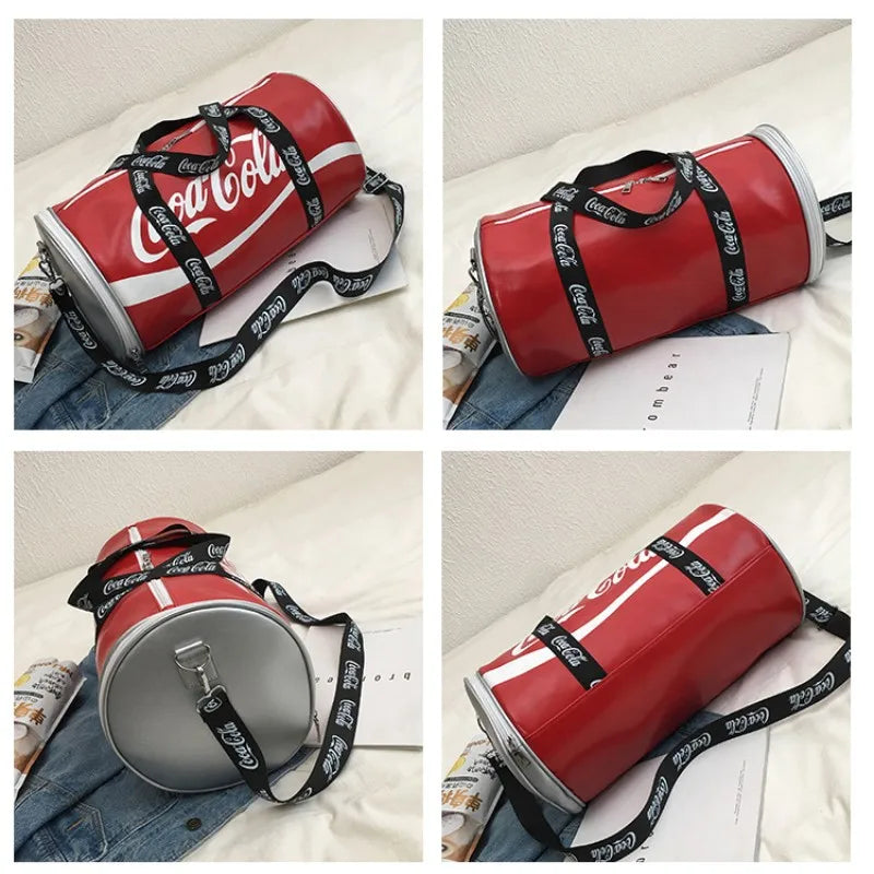Soda Pop PU Leather Gym Bag Waterproof Large Capacity Multi-use Sport Bag Travel Duffel Bag