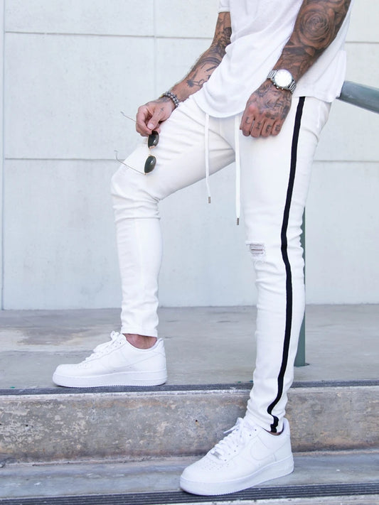 Side Stripe Biker Jeans