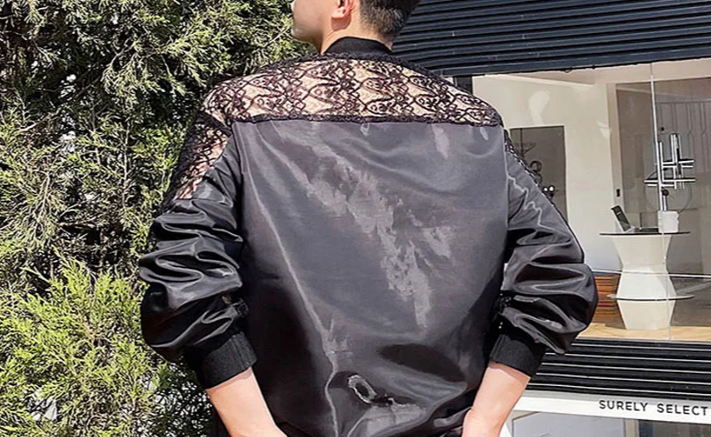 Lace Varsity Bomber Jacket