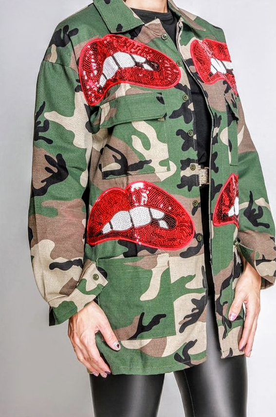 Kiss Of Sequins Camo Jacket