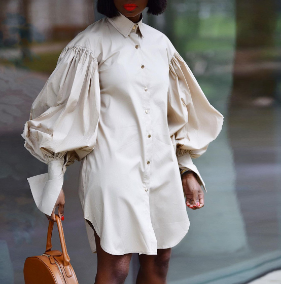 Lantern Sleeve Shirt Dress