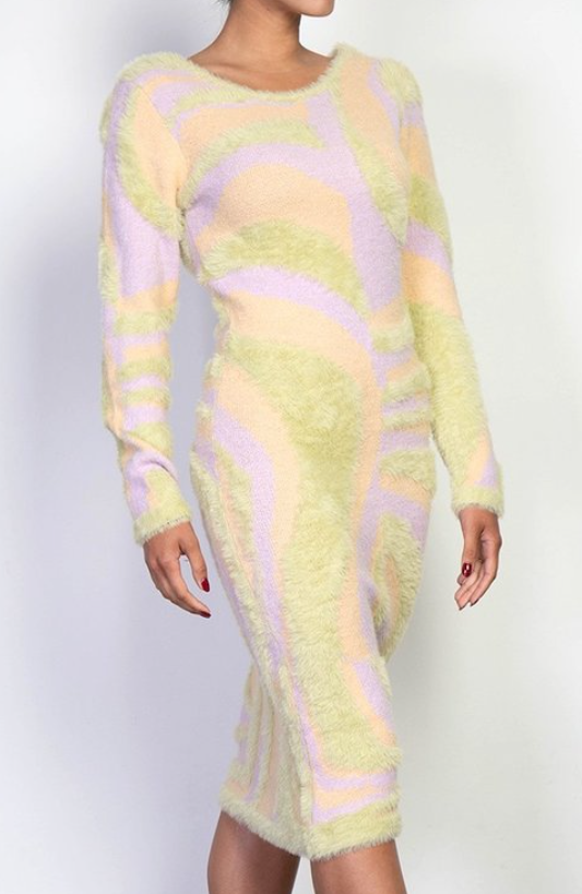 Lime Swirl Sweater Dress