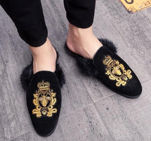 Royal Black Suede Mules | Men Half Shoes | Luxury Zapatillas Hombre Casual Sepatu | Slip On