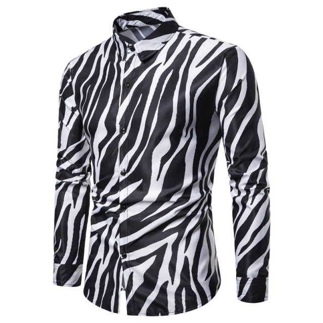 Zebre Striped Mens Slim Fit Long Sleeve | Chemise Homme 3XL
