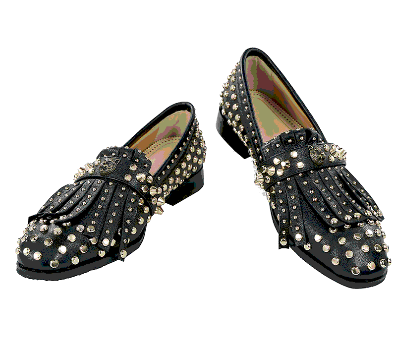 Gold Rivets Studded Leather Tassel Loafer | Mens Formal Party Wedding Occassion Shoes