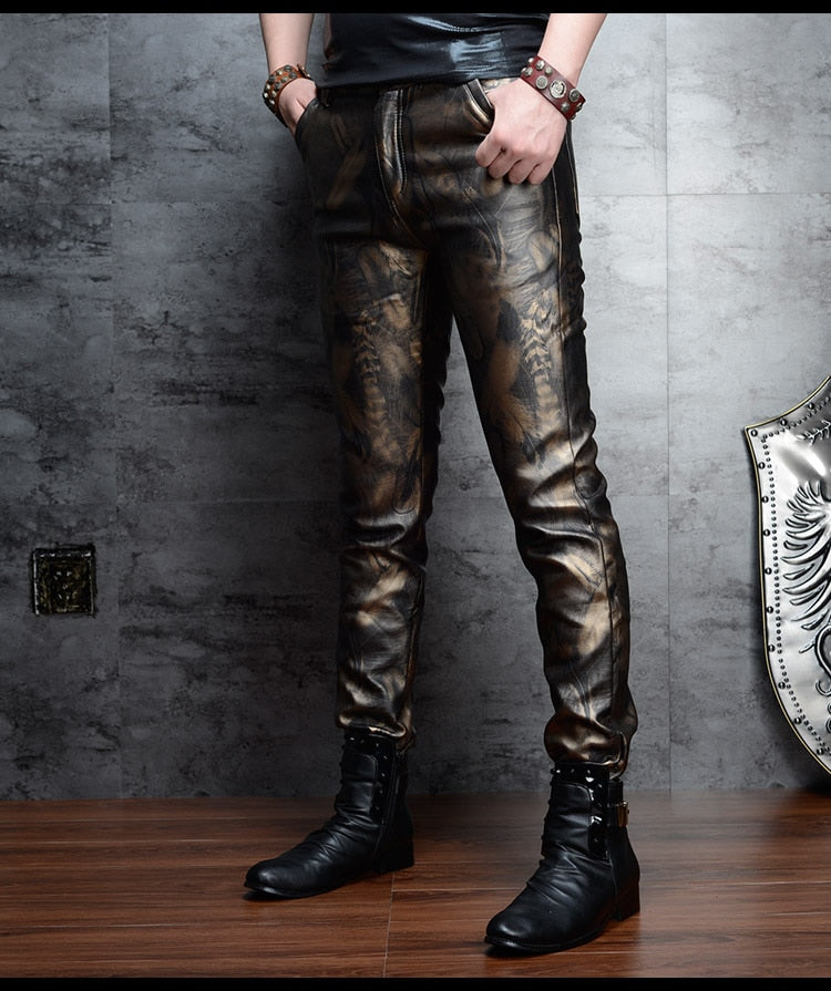 Feather Faux Leather Skinny Fit