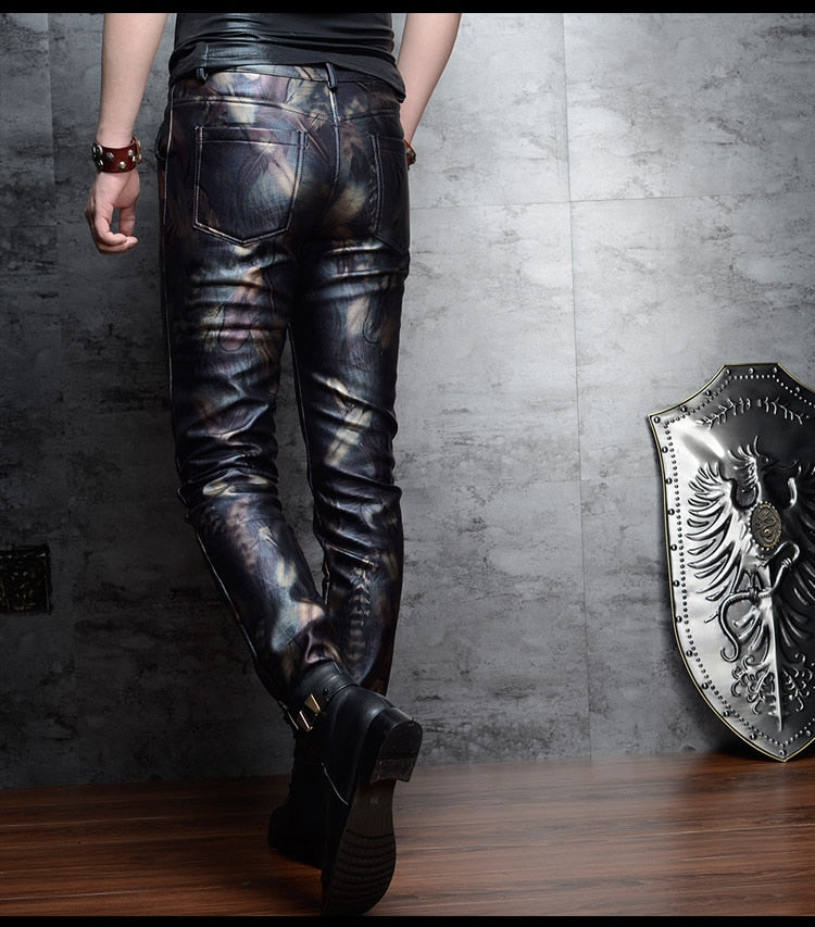 Feather Faux Leather Skinny Fit