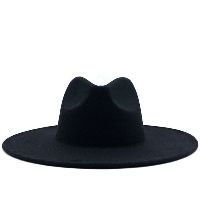 Mulit-color Simple British Style wool solid Classic men women panama jazz hat 9.5CM Wide Brim Big Fedoras