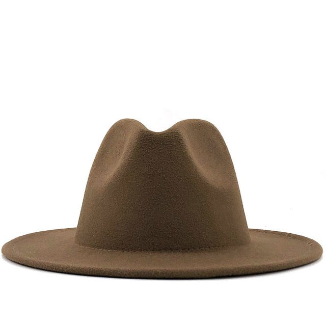 Mulit-color Simple British Style wool solid Classic men women panama jazz hat 9.5CM Wide Brim Big Fedoras