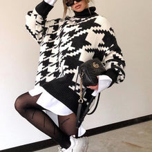 Autumn Knitted HoundsTooth Sweater Dress